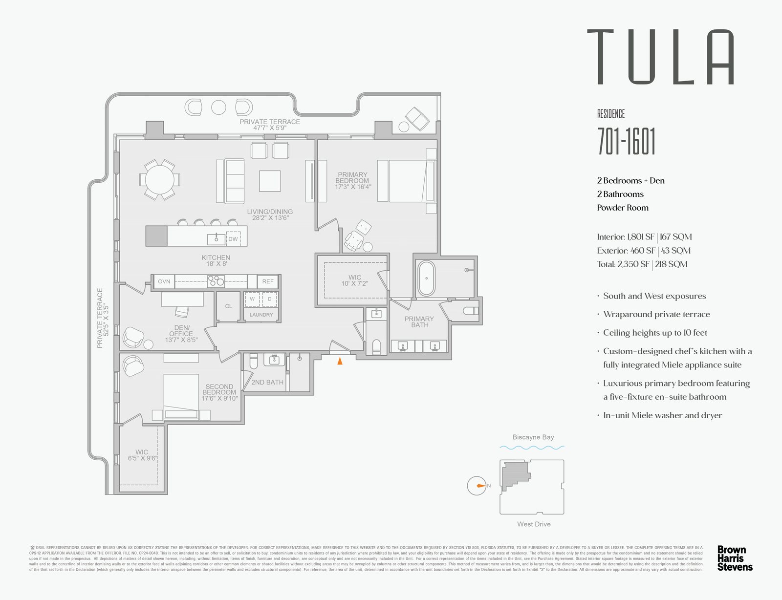 Floor plan Line 01 · Southwest, Tula Residences, North Bay Village