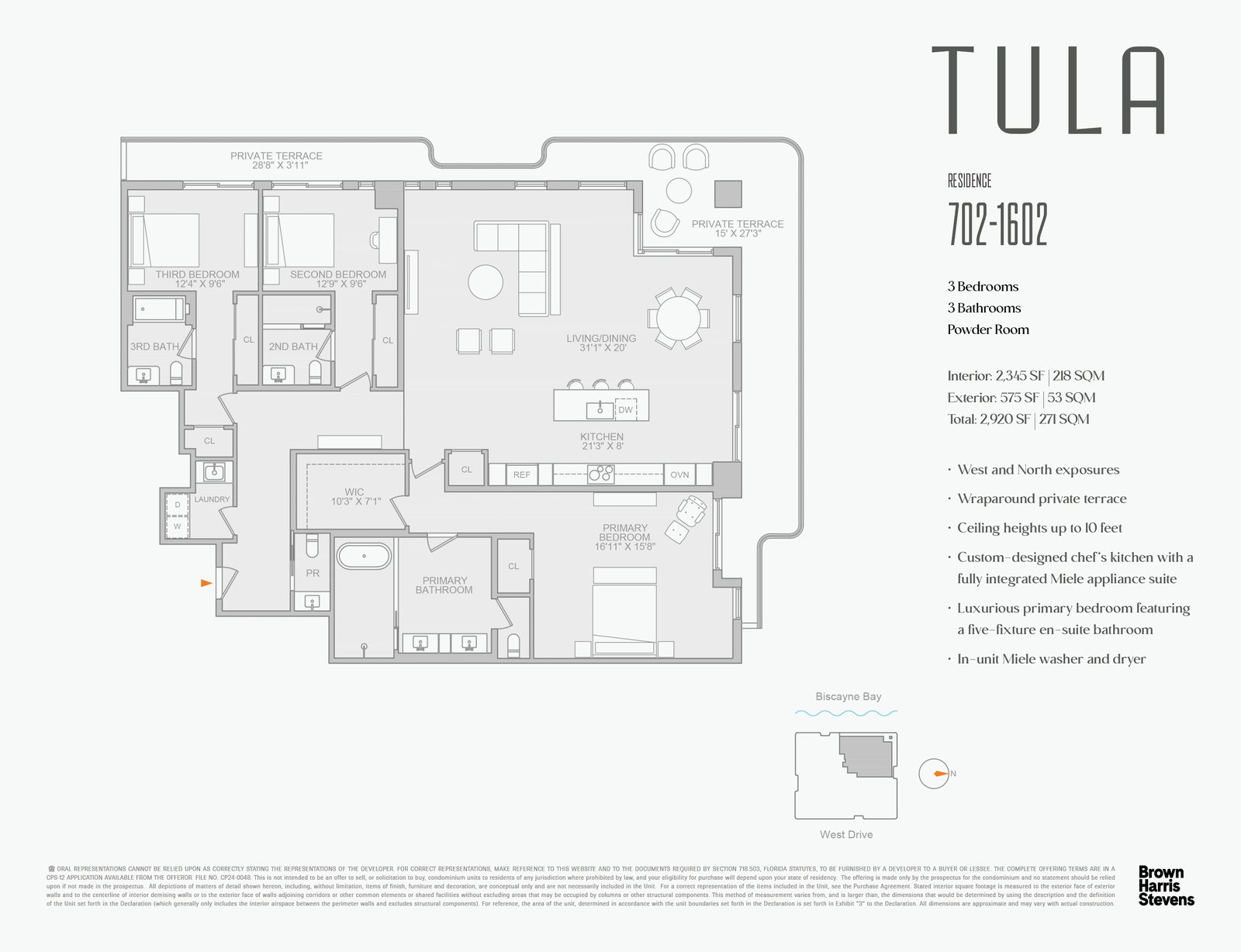 Floor plan Line 02 · Northwest, Tula Residences, North Bay Village